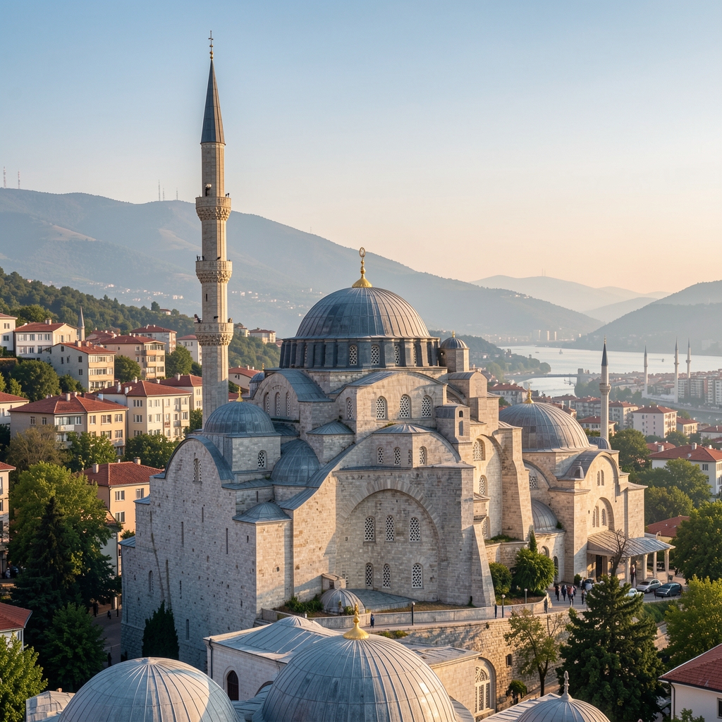 Türkiye'de büyük ölçekli metal imalat fabrikası iç mekanı, çalışanlar üretim bandında, modern endüstriyel ekipman, mavi ve gri tonlarda fabrika atmosferi